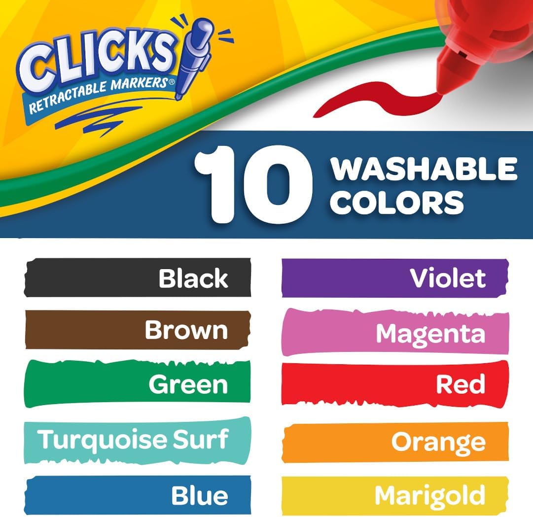 Crayola Clicks Retractable Tip Marker Set for Kids