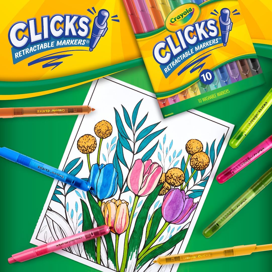 Crayola Clicks Retractable Tip Marker Set for Kids