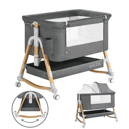 WICCA 3-in-1 Baby Bassinet | Bedside Sleeper & Rocking Crib